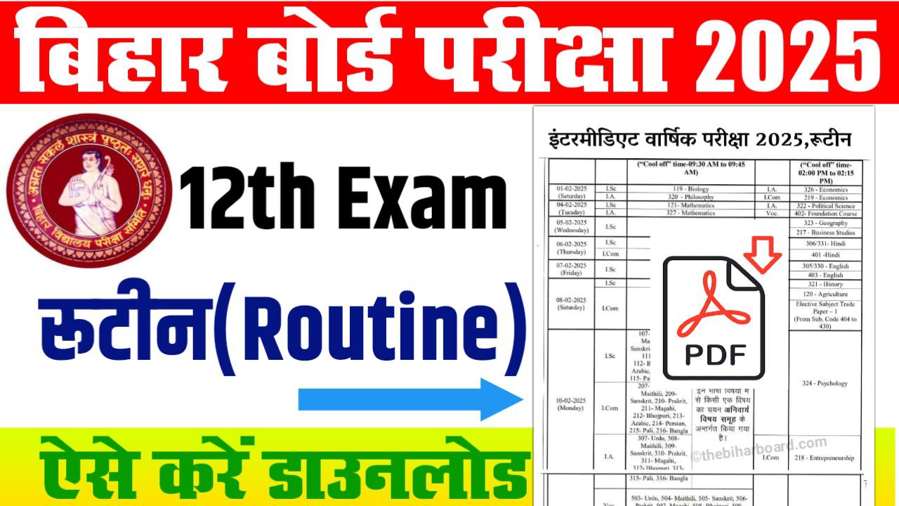 Bihar Board 12th Routine 2025 Download