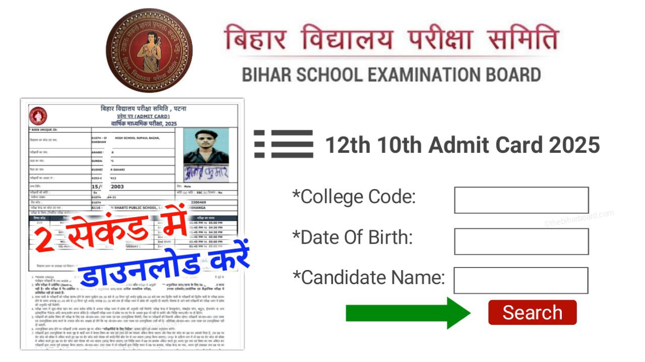 Class 10th 12th Admit Card 2025