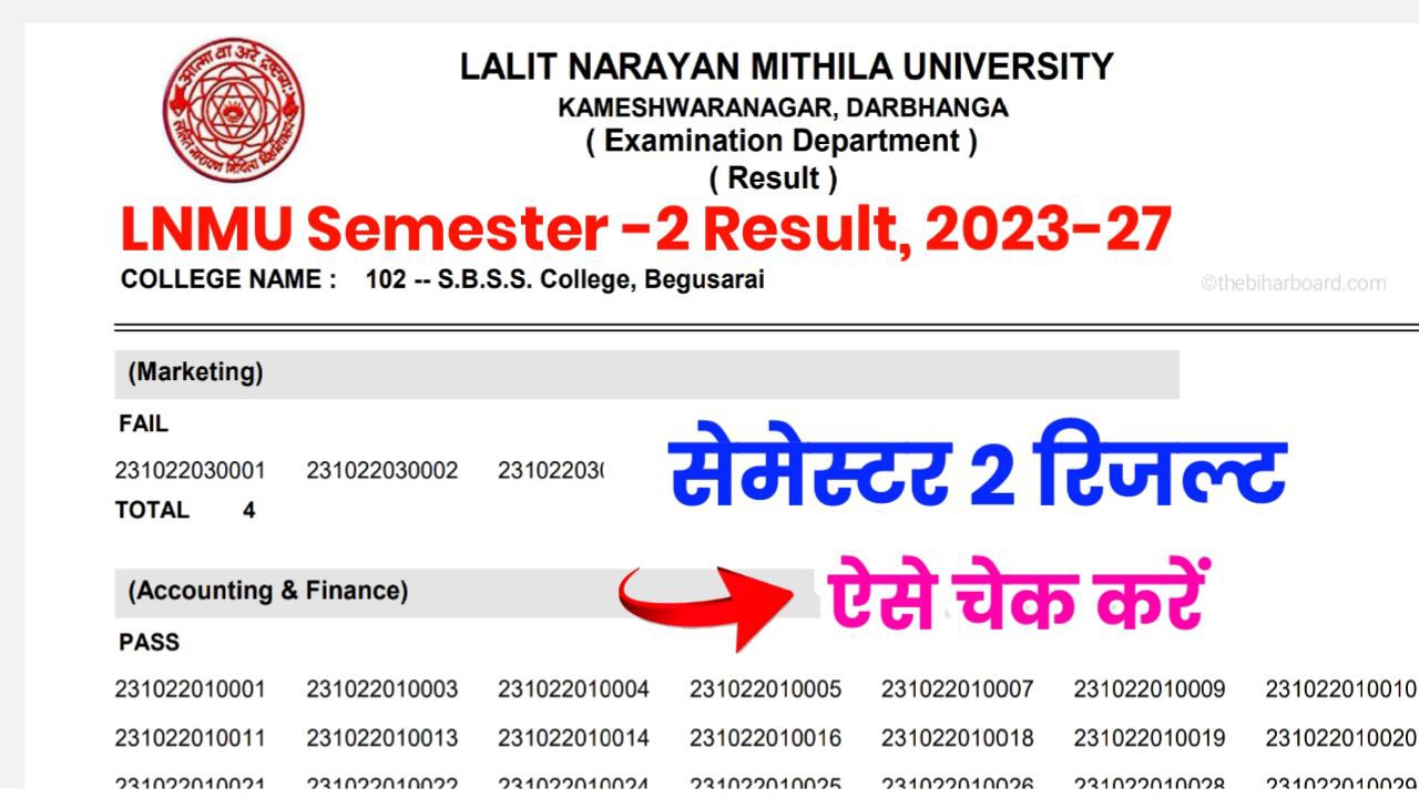 LNMU Semester 2 Result 2023-27