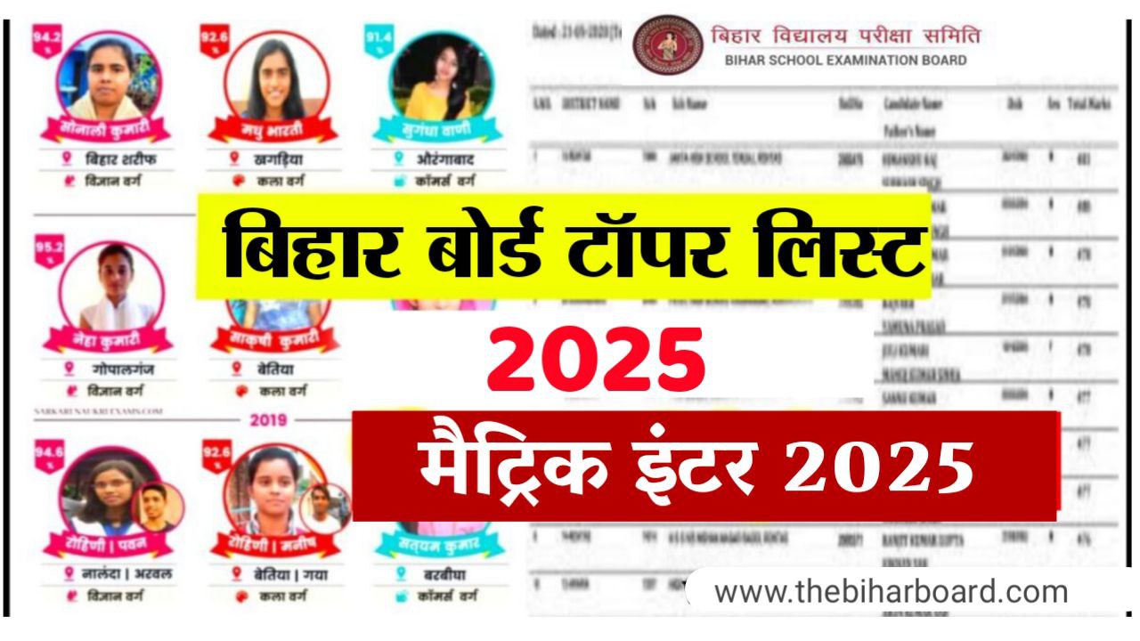 Bihar Board matric inter topper list 2025